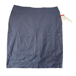 Love Scarlett Plus Size Pencil Skirt Womens 1XL Blue Stretch Workwear Office